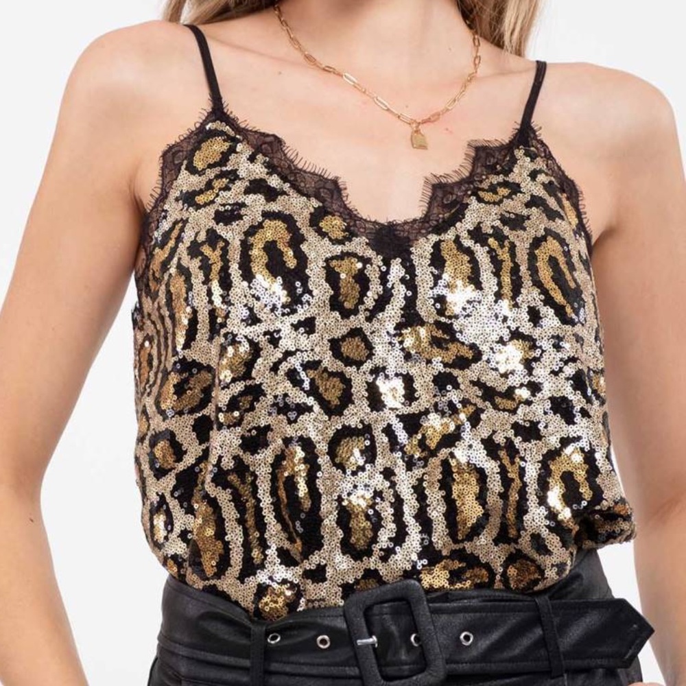 Leopard Sequin Cami